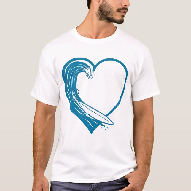 T-shirt Design Coeur Ocean Wave (Devant)