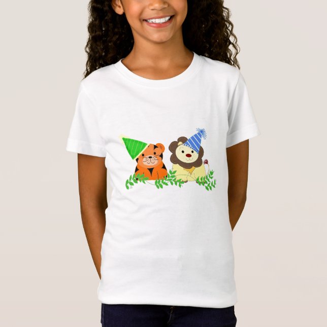 T-Shirt Design d'anniversaire du tigre et du lion (Devant)