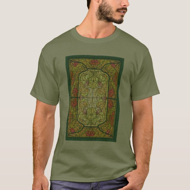 T-shirt Design d'art floral en verre (Devant)