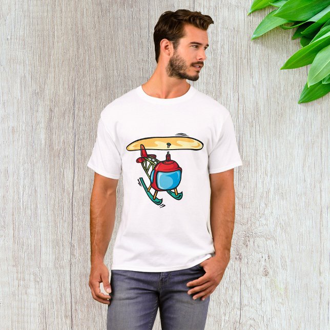 T-shirt Design d'aviation amusant d'un hélicoptère rouge m (Créateur téléchargé)