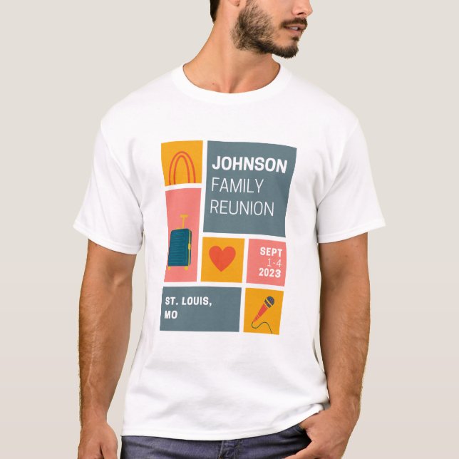 T-shirt Design de bloc de réunion de la famille Johnson (Devant)