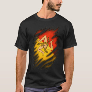 T-shirt Design de chemise arrachée avec drapeau sicilien