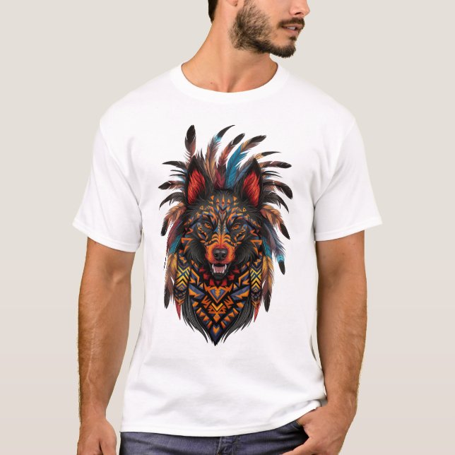 T-shirt Design de chien exotique inspiré par l'art tribal (Devant)
