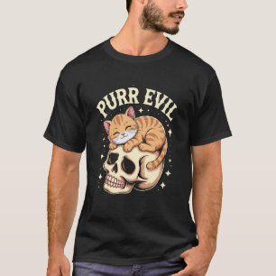 T-shirt Design de crâne de chat maléfique ronronnant, esth