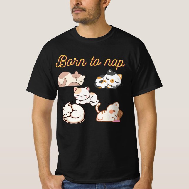 T-shirt design de dessin de chats Kawaii dormant (Devant)