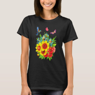 T-shirt Design de papillon à fleurs de colibri
