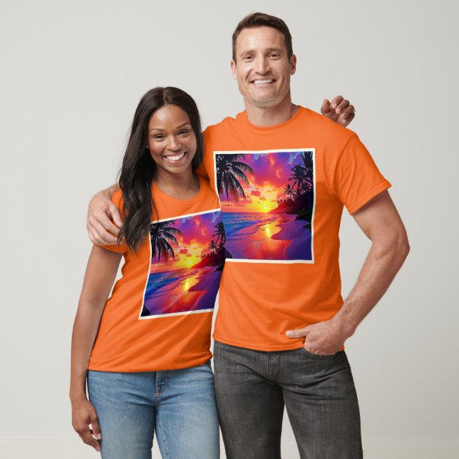 T-shirt Design de rêve de plage Sunset Vibrant (Unisexe)