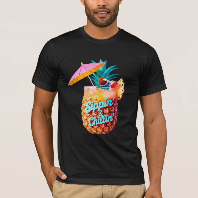 T-shirt Design de soirée tropicale de Sippin et Chillin (Devant)