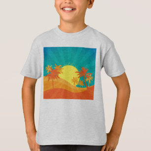 T-shirt Design de surf tropical rétro de Sunset Beach