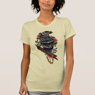 T-shirt Design de tatouage Graphique Corbeau Corbeau Old S