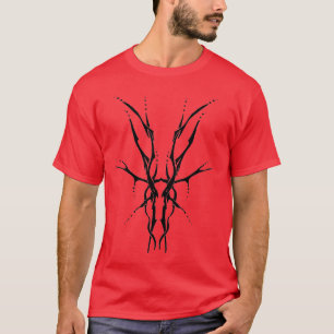 T-shirt Design de tatouage tribal du crâne de cerf - noir 