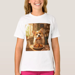 T-Shirt-Design eines Hundes, der Hühnchen isst T-Shirt