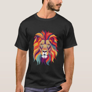 T-shirt Design Élégant De Tête De Lion Cool Avec Des Coule