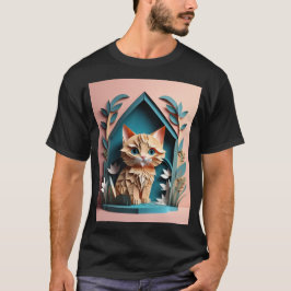 T-shirt design en papier 3D Art Kitten