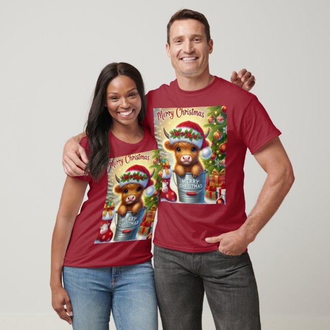 T-Shirt Design exclusif de Noël Highland Cow. (Unisexe)
