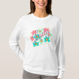T-shirt Design floral en Turquoise et Rose
