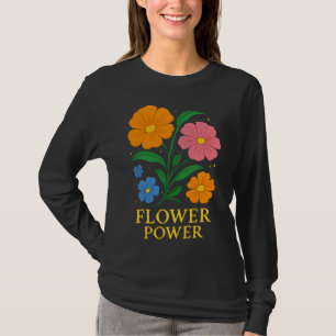 T-shirt Design floral rétro "Flower Power"