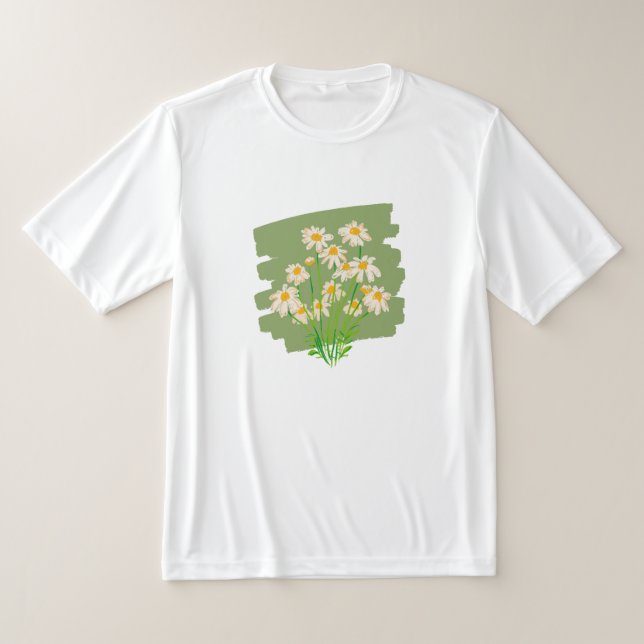 T-shirt Design floral rustique sur Arrière - plan vert (Poser)