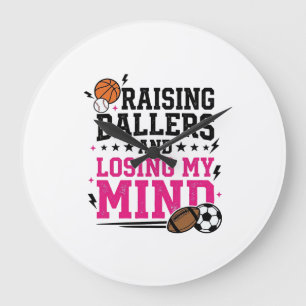 T-Shirt-Design für Sportmütter, die Baller großzie Große Wanduhr