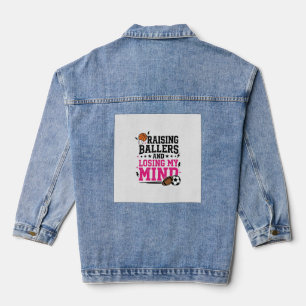 T-Shirt-Design für Sportmütter, die Baller großzie Jeansjacke