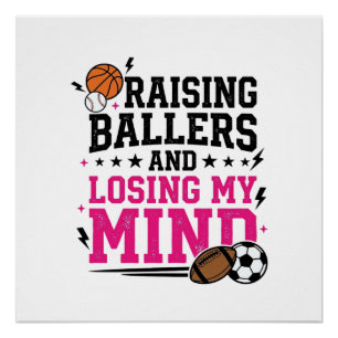 T-Shirt-Design für Sportmütter, die Baller großzie Poster