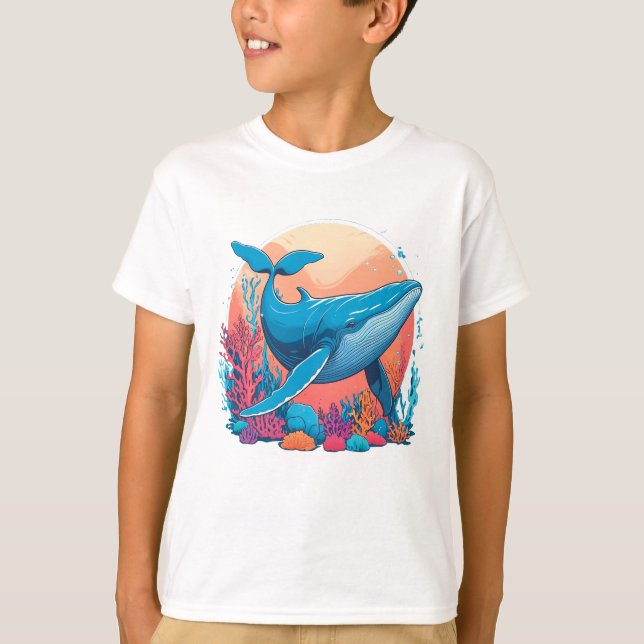 T-shirt Design Graphique Coloré D'Une Baleine (Devant)