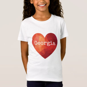 T-Shirt Design high-tech moderne, nom dans les coeurs roug