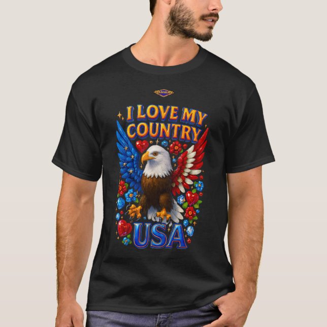 T-Shirt Design: I Love My Country - USA (Devant)