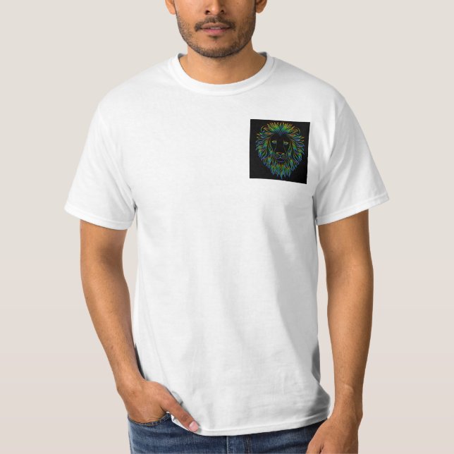 T-shirt Design Illustré Lion Sur La Poitrine Côtière Gauch (Devant)