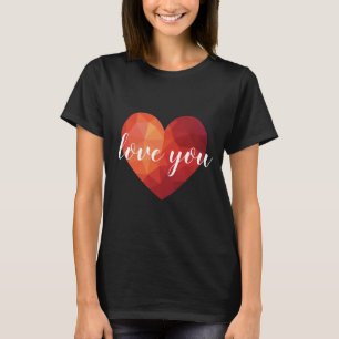 T-shirt Design minimaliste coeur rouge vous aime
