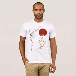 T-shirt Design minimaliste zen de soleil japonais et branc