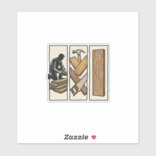 T-Shirt-Design mit Gravur von alten Holzwerkzeugen Aufkleber