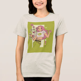 T-Shirt-Design mit hübschem Mädchen Tri-Blend Shirt