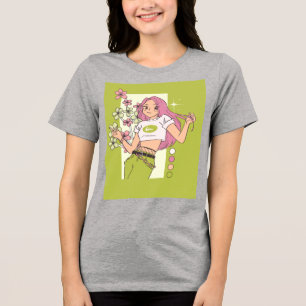 T-Shirt-Design mit hübschem Mädchen Tri-Blend Shirt