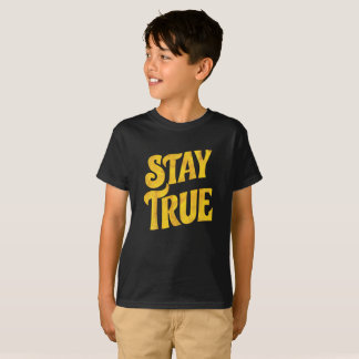 T-shirt Design Motivant 'Stay True' en Or Texturé