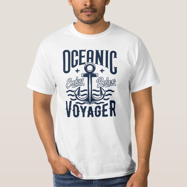 T-shirt Design nautique en Royal Blue-Oceanic Voyager (Devant)