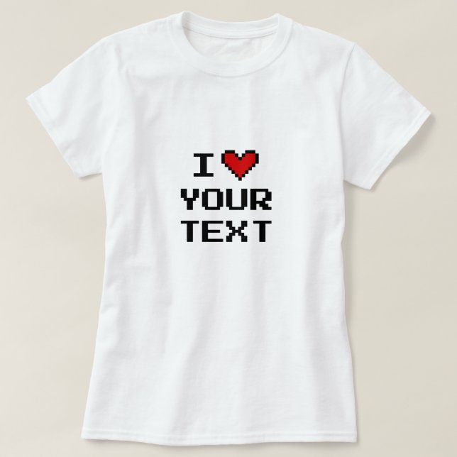 T-shirt design numérique i coeur pixel pour femmes (Design devant)