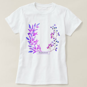 T-shirt Design original de fleurs et branches violettes