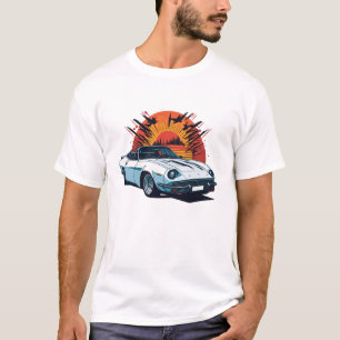 T-shirt design plat de rétro Voiture très détaillée