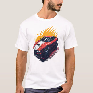 T-shirt design plat de rétro Voiture très détaillée