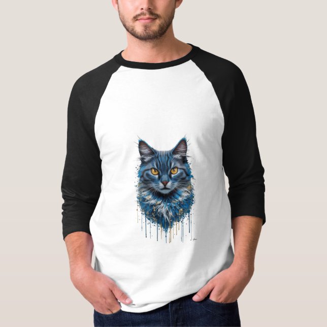T-shirt design pour chat bleu (Devant)
