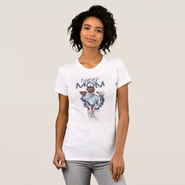 t-shirt design Super Mom Watercolor Illustration  (Vorne ganz)