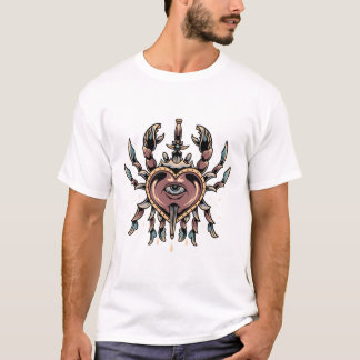 T-shirt design tatouage de crabe