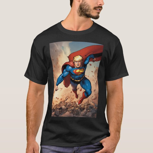 T - Shirt Design von Donald Trump, Super Hero (Vorderseite)