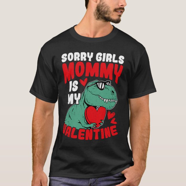 T-shirt Désolé Filles Maman Est Mon Valentine Roses Meille (Devant)