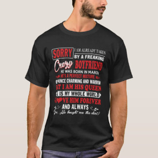 T-shirt Désolé, Je Suis Déjà Pris Par Un Crazy Boyfri Fou