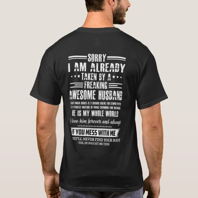 T-shirt désolé je suis déjà pris par un super hus monstrue (Dos)