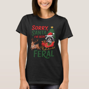 T-shirt Désolé Père Noël J'ai été Feral Raccoon Xmas Light