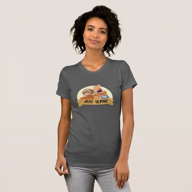 T-shirt dessert moderne Boulangerie de pain nom personnali (Devant entier)