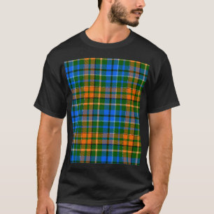 T-shirt Dessin à carreaux tartan vert orange bleu 
